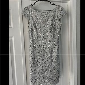 Adrianna Papell Silver Sequins Dress